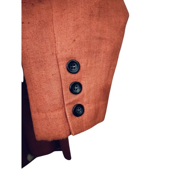 3316)Vtg Central Falls Orange Linen Two Button Closure Lined Blazer Size 10 - Picture 4 of 10